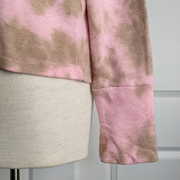Chaser Hoodie Cashmere Blend Tie Dye Cropped Pullover Pink Olive M NWT - Picture 11 of 14